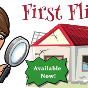 Advertising cartoon about first house flipping